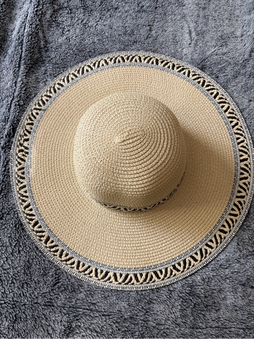 Wide Brim Straw Sun Hat - Beige